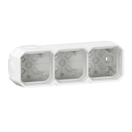 Legrand - Boîtier saillie étanche Plexo 3 postes horizontaux et verticaux 5 membranes blanc - Réf : 069688L