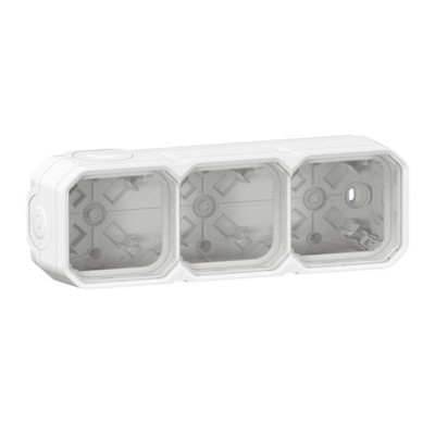 Legrand - Boîtier saillie étanche Plexo 3 postes horizontaux et verticaux 5 membranes blanc - Réf : 069688L