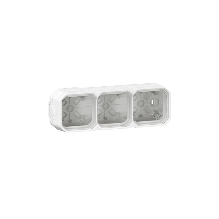 Legrand - Boîtier saillie étanche Plexo 3 postes horizontaux et verticaux 5 membranes blanc - Réf : 069688L