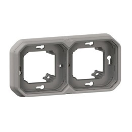 Legrand - Support plaque étanche pour montage encastré 2 postes horizontaux ou verticaux Plexo - gris - Réf : 069683L