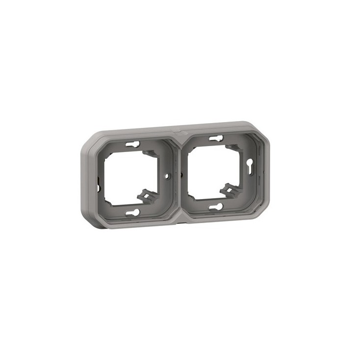 Legrand - Support plaque étanche pour montage encastré 2 postes horizontaux ou verticaux Plexo - gris - Réf : 069683L