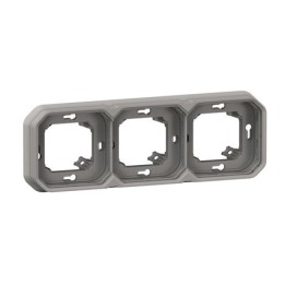 Legrand - Support plaque étanche pour montage encastré 3 postes horizontaux ou verticaux Plexo - gris - Réf : 069687L