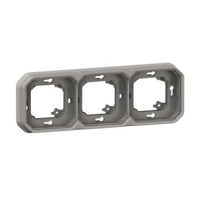 Legrand - Support plaque étanche pour montage encastré 3 postes horizontaux ou verticaux Plexo - gris - Réf : 069687L