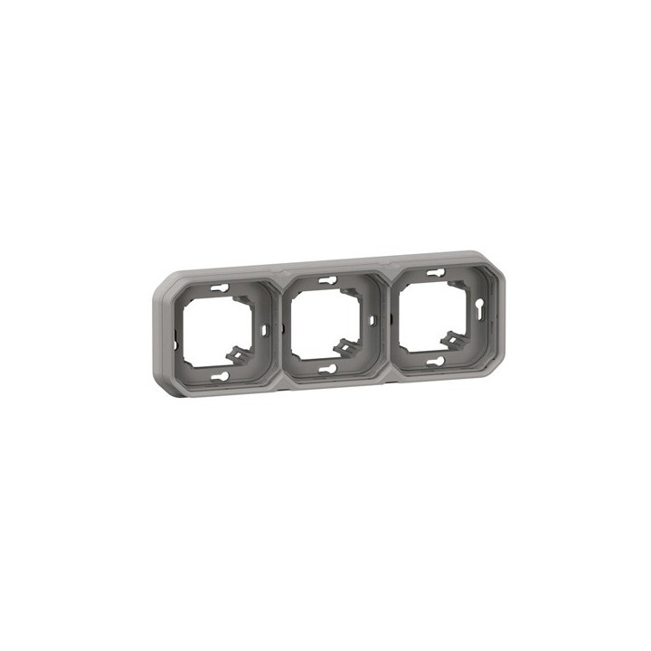 Legrand - Support plaque étanche pour montage encastré 3 postes horizontaux ou verticaux Plexo - gris - Réf : 069687L