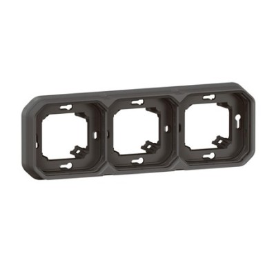 Legrand - Support plaque étanche pour montage encastré 3 postes horizontaux ou verticaux Plexo - anthracite - Réf : 069608L