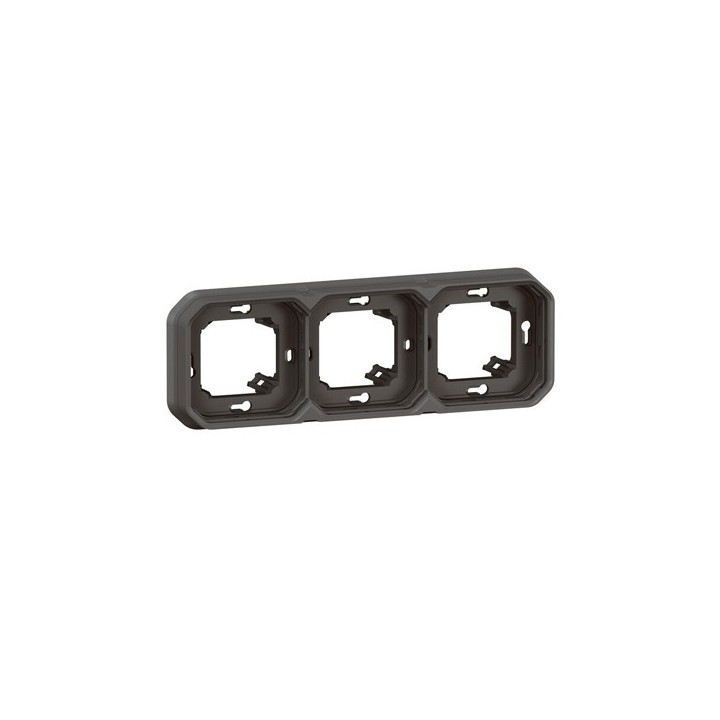 Legrand - Support plaque étanche pour montage encastré 3 postes horizontaux ou verticaux Plexo - anthracite - Réf : 069608L