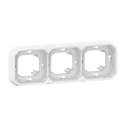 Legrand - Support plaque étanche pour montage encastré 3 postes horizontaux ou verticaux Plexo - blanc - Réf : 069698L