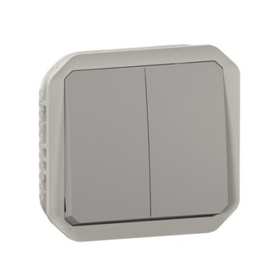 Legrand - Commande double étanche pour réaliser 3 fonctions Plexo IP55 IK08 composable gris - Réf : 069525L
