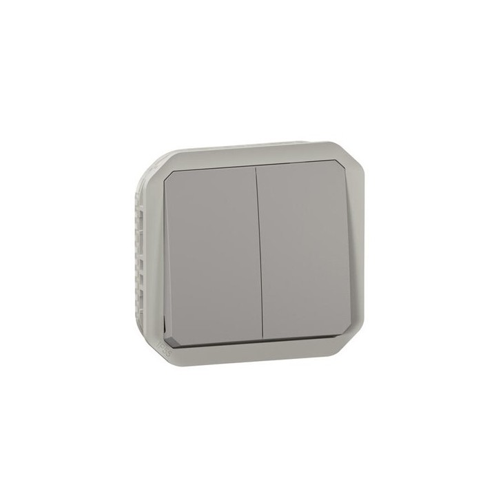 Legrand - Commande double étanche pour réaliser 3 fonctions Plexo IP55 IK08 composable gris - Réf : 069525L