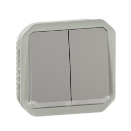 Legrand - Commande double étanche pour réaliser 3 fonctions Plexo IP55 IK08 composable gris - Réf : 069526L