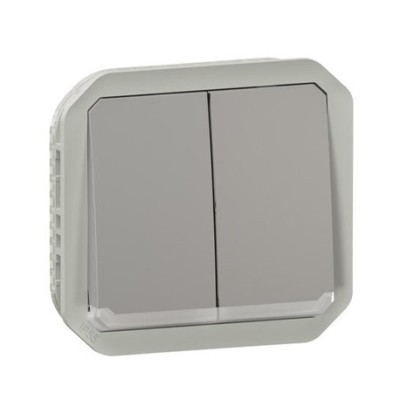 Legrand - Commande double étanche pour réaliser 3 fonctions Plexo IP55 IK08 composable gris - Réf : 069526L