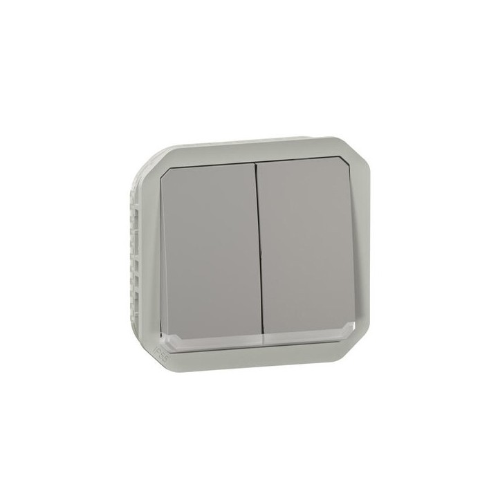Legrand - Commande double étanche pour réaliser 3 fonctions Plexo IP55 IK08 composable gris - Réf : 069526L
