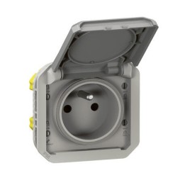 Legrand - Prise de courant 2P+T étanche Plexo 16A 250V IP55 IK08 composable gris - Réf : 069551L