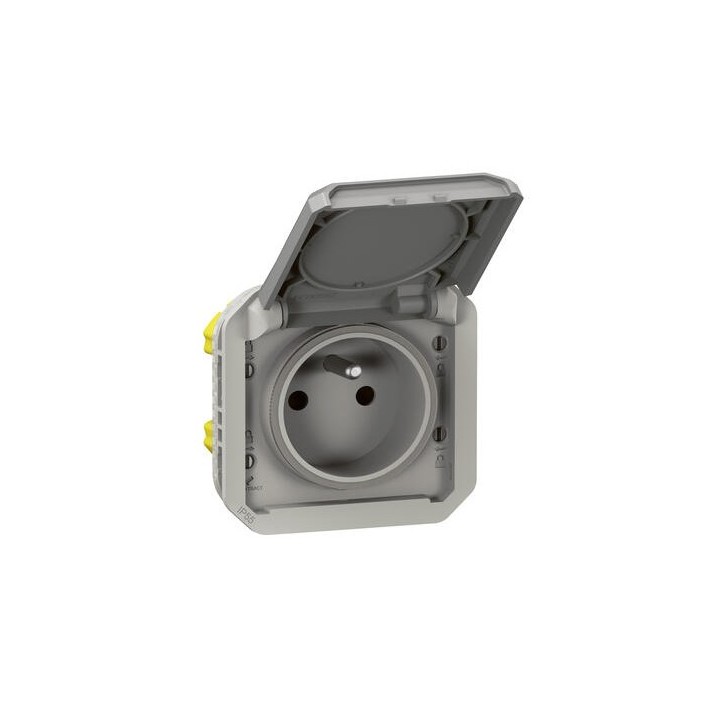 Legrand - Prise de courant 2P+T étanche Plexo 16A 250V IP55 IK08 composable gris - Réf : 069551L