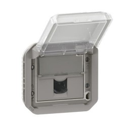 Legrand - Prise informatique RJ45 catégorie 6A STP étanche à  volet Plexo IP55 composable gris - Réf : 069559L