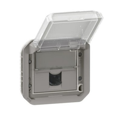 Legrand - Prise informatique RJ45 catégorie 6A STP étanche à  volet Plexo IP55 composable gris - Réf : 069559L