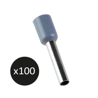 Krisane - Embout de câblage pré-isolé - Sachet de 100 unités - Gris - 2,5mm² - Réf : KRIEC025G