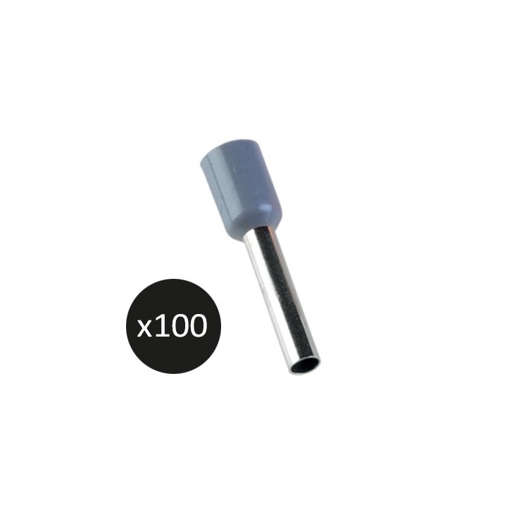 Krisane - Embout de câblage pré-isolé - Sachet de 100 unités - Gris - 2,5mm² - Réf : KRIEC025G
