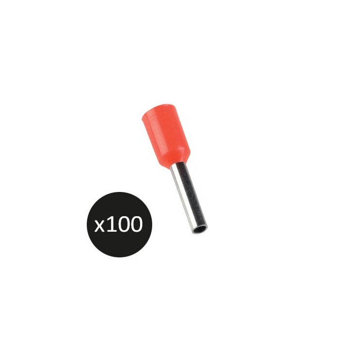 Krisane - Embout de câblage pré-isolé - Sachet de 100 unités - Rouge - 1mm² - Réf : KRIEC010R