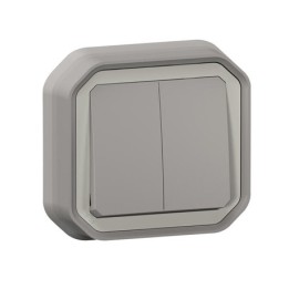 Legrand - Commande double étanche pour réaliser 3 fonctions Plexo IP55 IK08 complet encastré - gris - Réf : 069815L