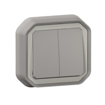Legrand - Commande double étanche pour réaliser 3 fonctions Plexo IP55 IK08 complet encastré - gris - Réf : 069815L
