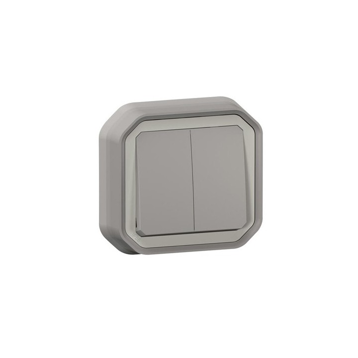 Legrand - Commande double étanche pour réaliser 3 fonctions Plexo IP55 IK08 complet encastré - gris - Réf : 069815L