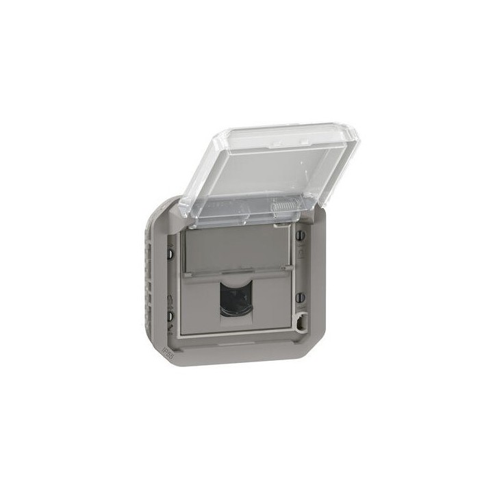 Legrand - Prise informatique RJ45 catégorie 6 FTP étanche à  volet Plexo IP55 composable gris - Réf : 069569L