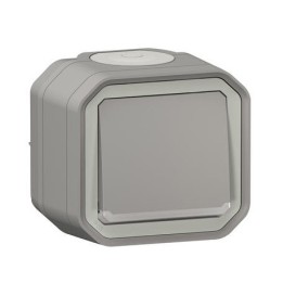 Legrand - Interrupteur ou va-et-vient lumineux avec voyant Plexo 10A 250V IP55 complet saillie - gris - Réf : 069713L