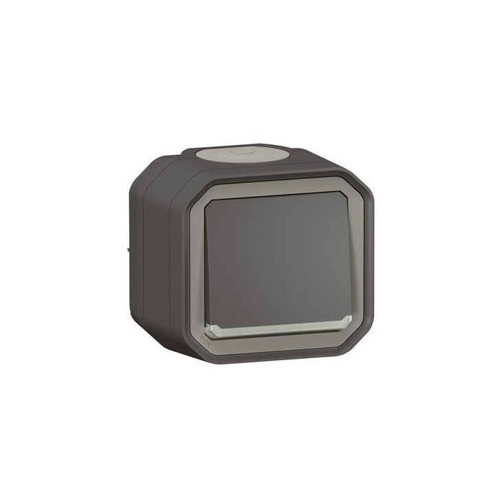 Legrand - Interrupteur ou va-et-vient lumineux avec voyant Plexo 10A 250V IP55 complet saillie - anthracite - Réf : 069736L