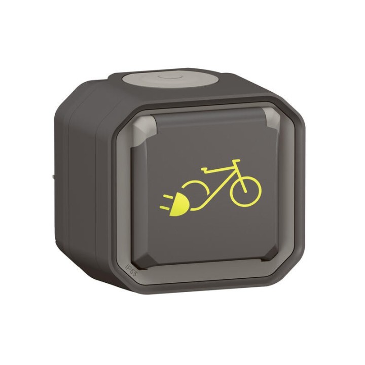 Legrand - Prise de courant 2P+T pour vélos et 2 roues électriques Plexo 16A 230V complet saillie - anthracite : Réf : 069787L