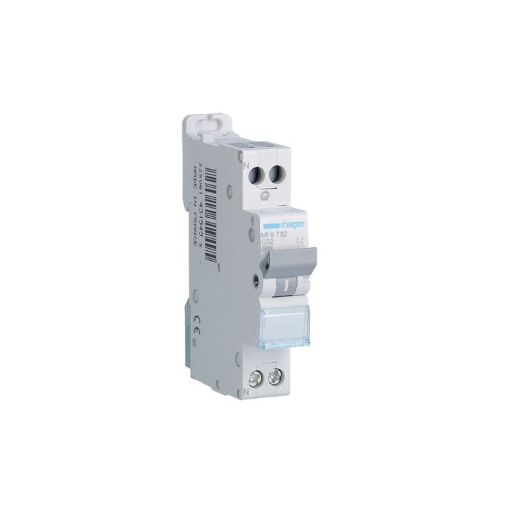 Hager - Disjoncteur 1P+N 3kA C 32A Auto - Réf: MFS732