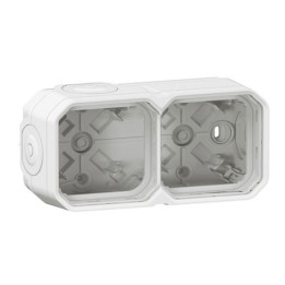 Legrand - Boîtier saillie étanche Plexo 2 postes horizontaux et verticaux 4 membranes - blanc - Réf : 069690L