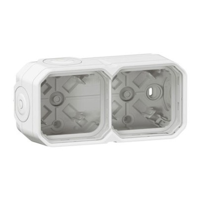 Legrand - Boîtier saillie étanche Plexo 2 postes horizontaux et verticaux 4 membranes - blanc - Réf : 069690L