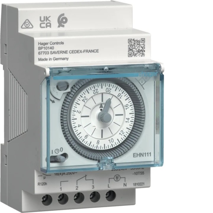 Hager - Interrupteur Horaire - 1 Voie 24h 220V + Réserve de Marche 200h - Réf: EHN111