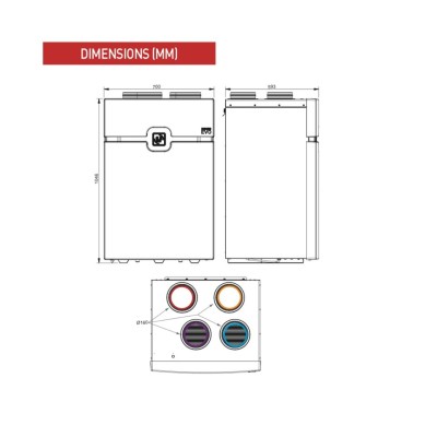 S&P - VMC Double-Flux - DOMEO EVO 315DHU RD - Radio + sonde hygro - Habitat du T3 au T7+ - Réf : 600105