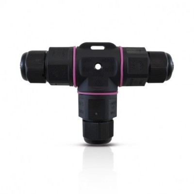 Miidex Lighting- Connecteur Étanche Forme T IP68 250V Noir 3 Fils - Réf : 7211