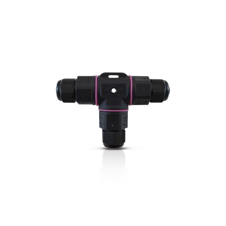 Miidex Lighting- Connecteur Étanche Forme T IP68 250V Noir 3 Fils - Réf : 7211