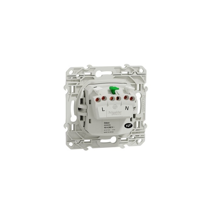 Schneider Odace - Prise de courant 2P+T - Alu - Réf : S530059