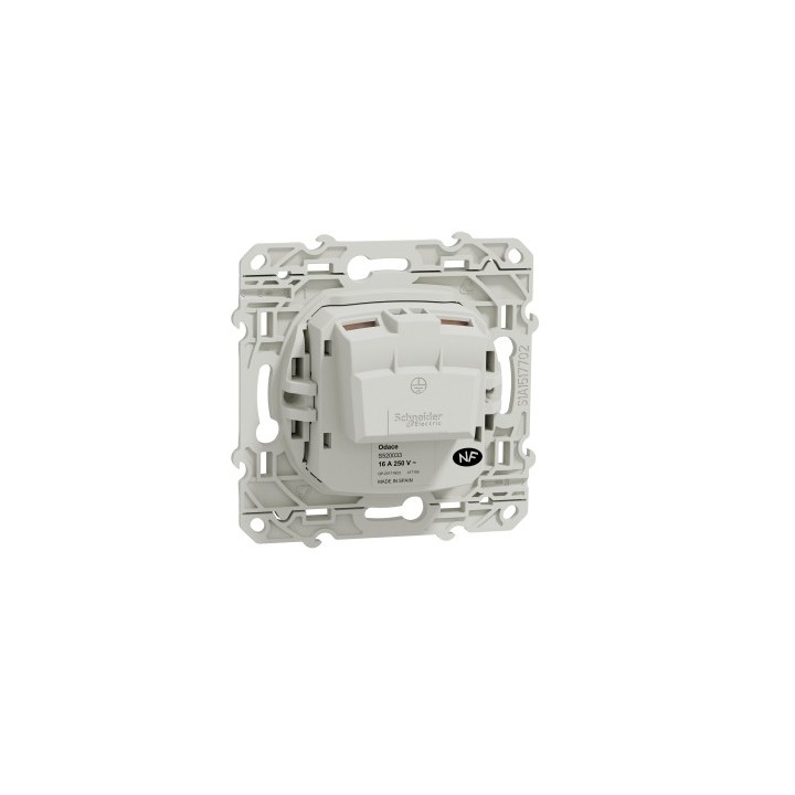 Schneider Odace - Prise de courant 2P - Blanc - Réf : S520033