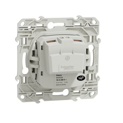Schneider Odace - Prise de courant 2P+T - Blanc - Bornes à Vis - Réf : S520039