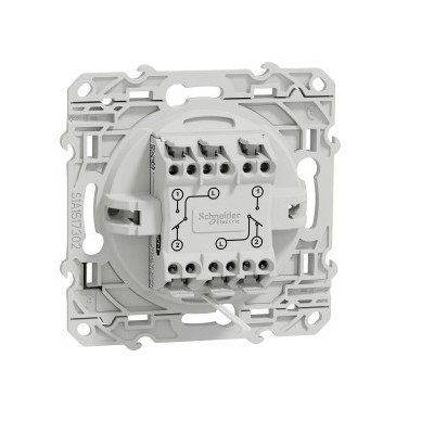 Schneider Odace - Interrupteur Va et vient Lumineux + Interrupteur Va et Vient - Blanc - Réf : S520273