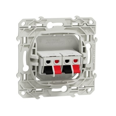 Schneider Odace - Double Prise Haut-Parleurs - Blanc - Réf : S520488