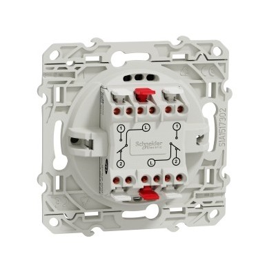 Schneider Odace - Double Interrupteur Va et Vient - Alu - Réf : S530214
