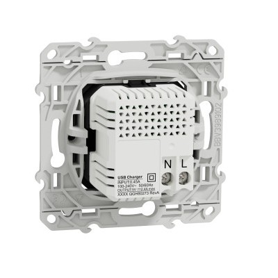 Schneider Odace - Chargeur Double USB type A+C - 2,4A - Anthracite - Réf : S540401