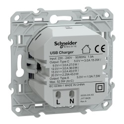 Odace - prise de courant affleurante + USB type C - S520089 - SCHNEIDER