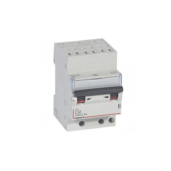 Legrand - Disjoncteur DX³4500 6kA arrivée haute auto sortie basse à vis - tripolaire 400V~ 32A courbe C - Réf : 406904