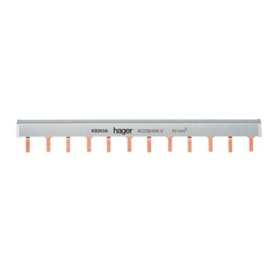Barre de pontage 2P 63A languette 10mm² 12M - Réf : KB263A