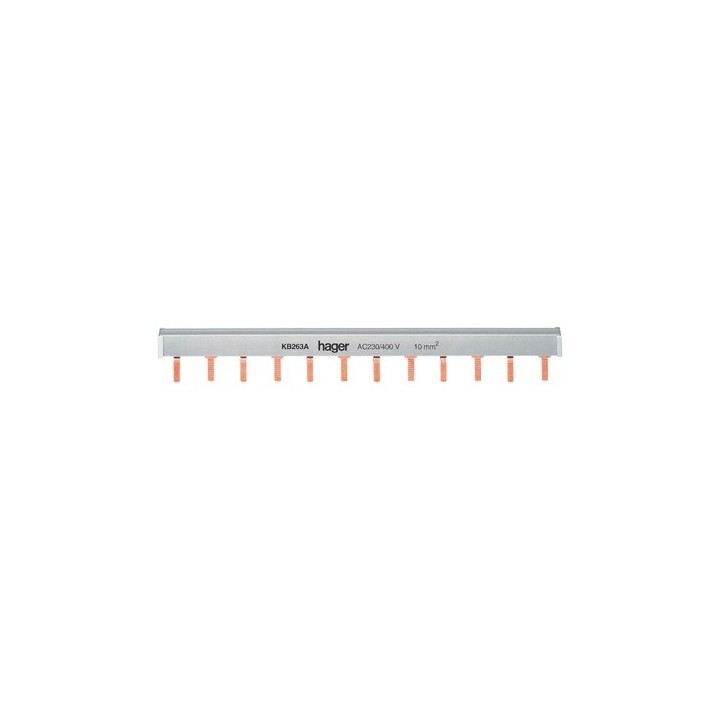 Barre de pontage 2P 63A languette 10mm² 12M - Réf : KB263A