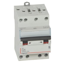 Legrand - Disjoncteur DX³4500 6kA arrivée haute sortie basse borne à vis - tétra 25A courbe C - 3 modules - Réf : 406912