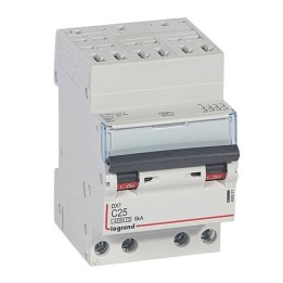 Legrand - Disjoncteur DX³4500 6kA arrivée haute bornes auto sortie basse bornes vis - tétra  25A courbe C - 3 mod - Réf : 406921